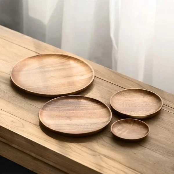 Unbreakable Classic Round Wood Dinner Plates